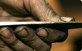 Bearbeitung eines Messer-Rohlings